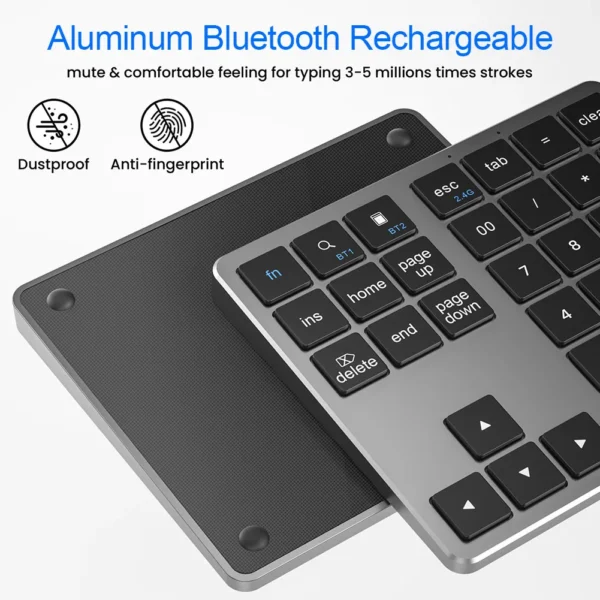 2.4G Bluetooth-Compatible Number Pad USB Rechargeable 35 Keys Wireless Numpad Ultra-thin Numeric Keyboard for MacBook Pro/Air - Image 3