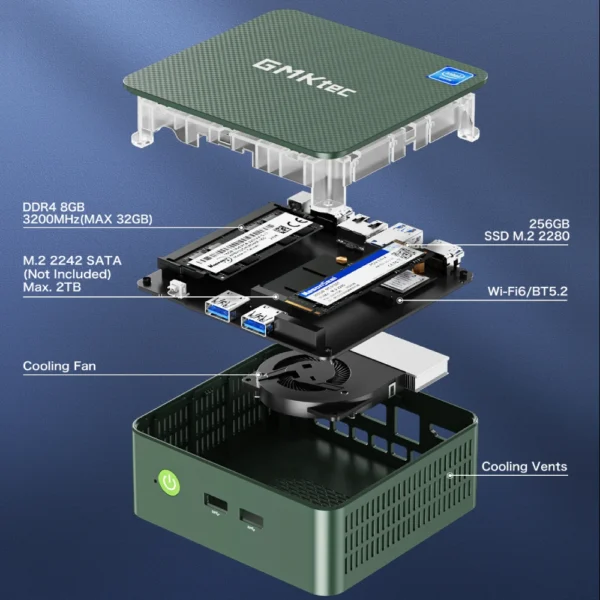 GMKtec G3 Mini PC Intel Alder Lake N100 Windows 11 Pro Mini PC 8/16GB DDR4 256/512GB PCIe M.2 SSD WiFi 6 BT5.2 Desktop Computer - Image 5