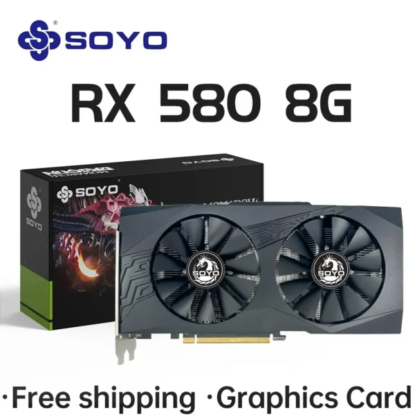 SOYO Original Radeon RX580 8G Graphics Cards GDDR5 Memory Video Gaming Card PCIE3.0x16 HDMI DP DVI for Desktop Computer AMD